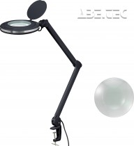 OEM CO - Stolní lupa s LED osvětlením, černá, 127 mm, svorka, 8D, 3x